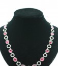 Pink Tourmaline Necklace with White Sapphire