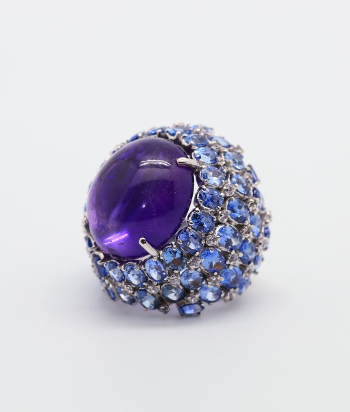 Amethyst and Blue Sapphire Ring